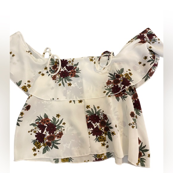Floral Print - Off-shoulder crop top - Size S - Picture 2 of 4